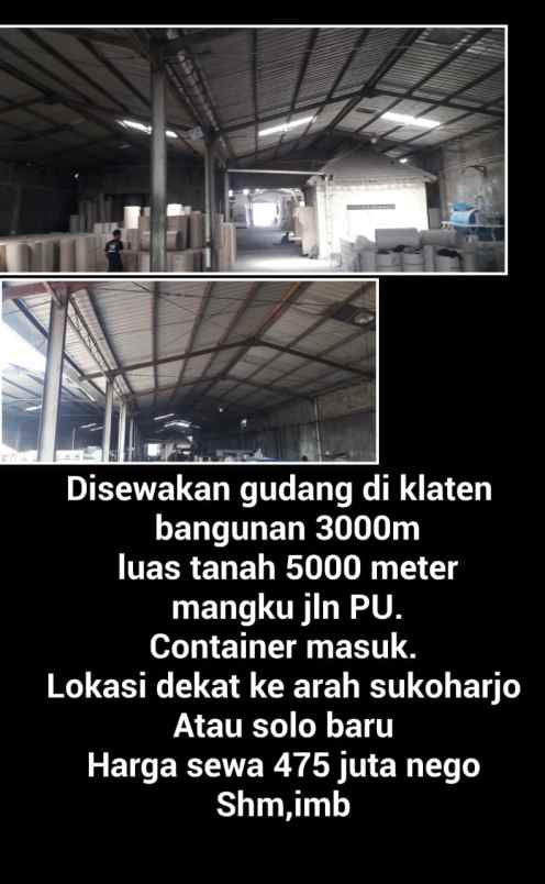 di sewakan gudang diklaten