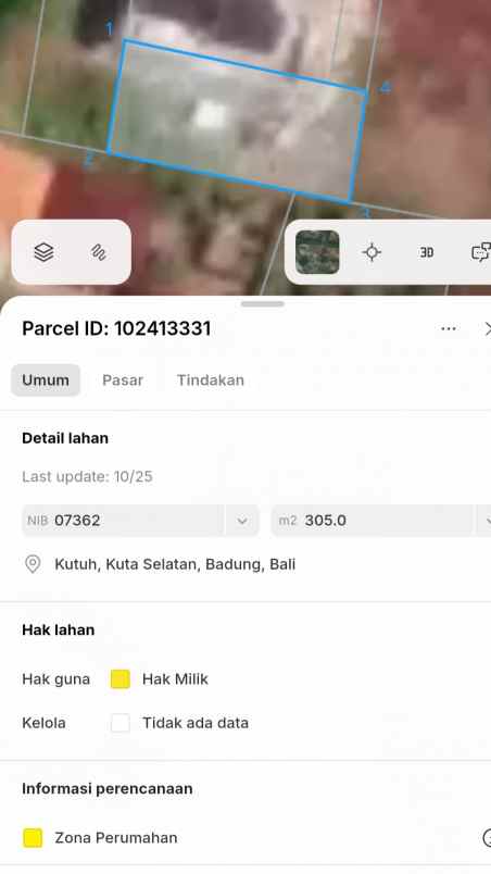 dijual 3 05 are jl tvri jl mundeh kutuh kuta selatan
