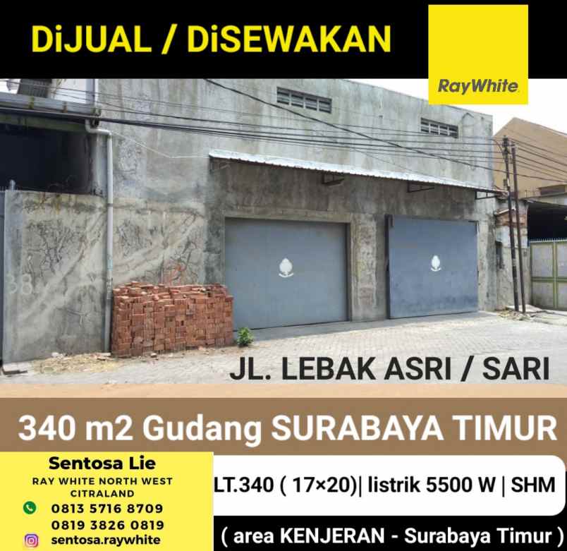 dijual ruko gudang kantor jalan lebak asri