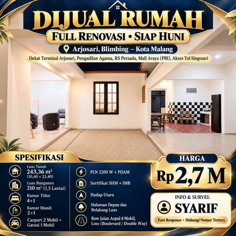 dijual rumah arjosari