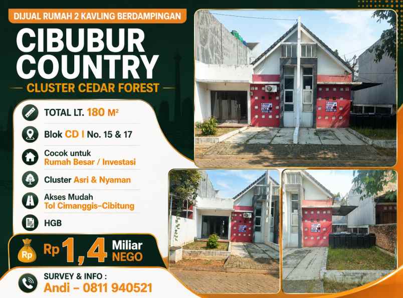dijual rumah cibubur country cluster cedar forest