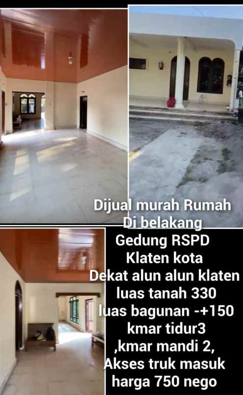 dijual rumah di belakang gedung rspd klaten