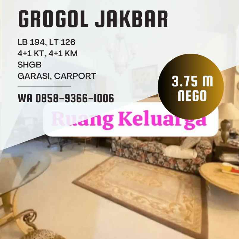 dijual rumah grogol petamburan