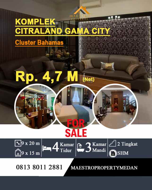 dijual rumah komplek citraland gama