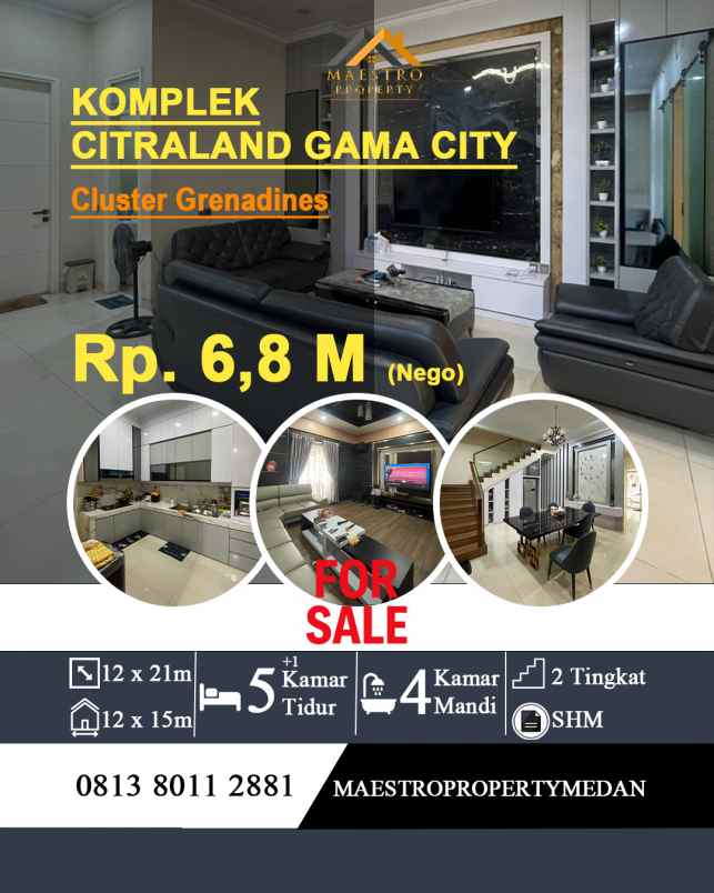 dijual rumah komplek citraland gama