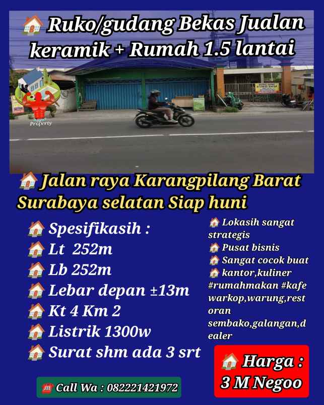 Ruko Gudang Rumah 15 Lantai Raya Kalianak Surabaya Shm Siap Pakai