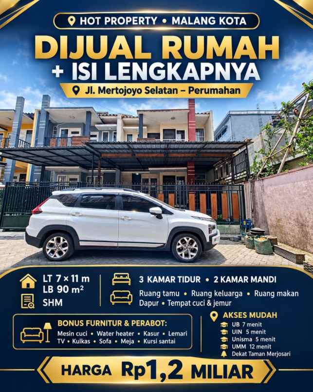 dijual rumah siap huni di mertojoyo malang