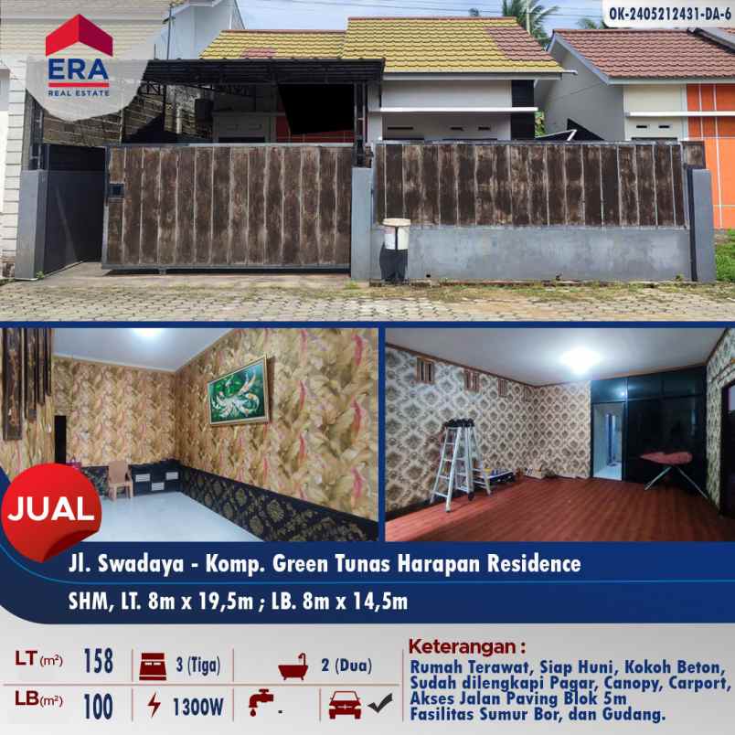 dijual rumah siap pakai jl tunas harapan jl swadaya