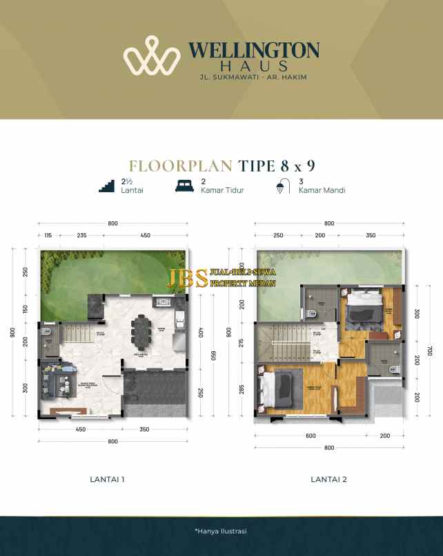 dijual rumah wellington haus jalan