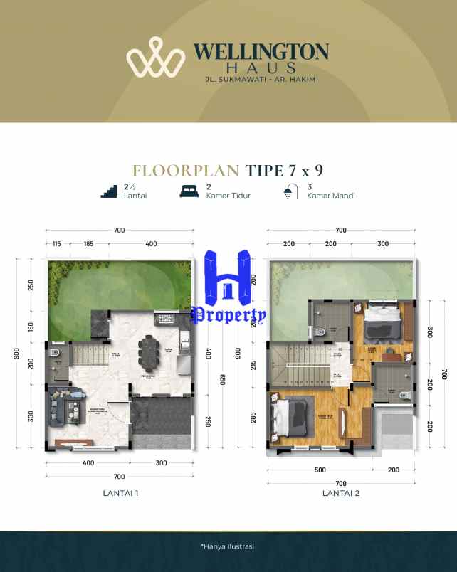 dijual rumah wellington haus jalan