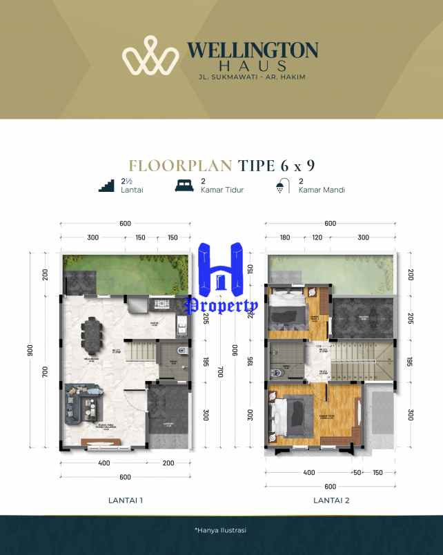 dijual rumah wellington haus jalan