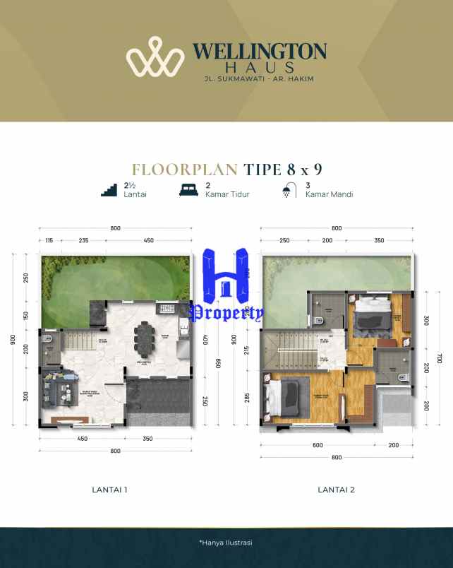 dijual rumah wellington haus jalan