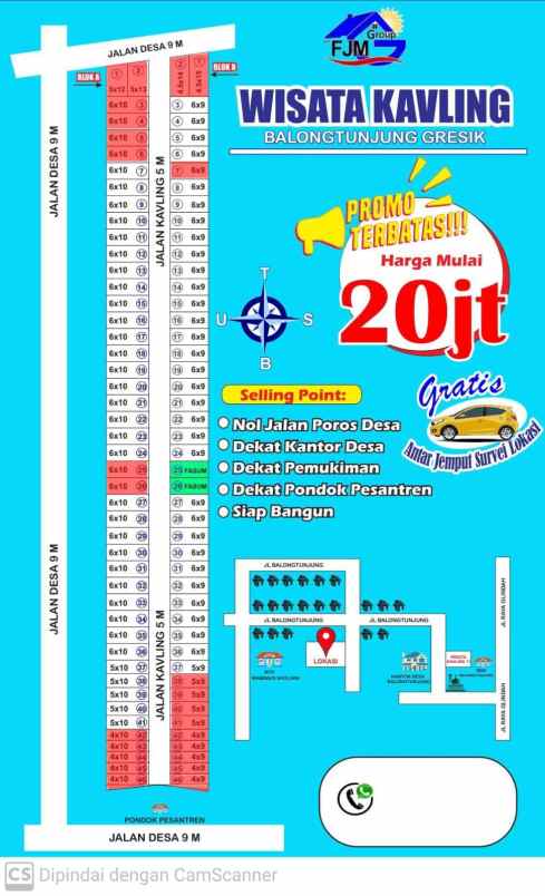 dijual tanah balongtunjung