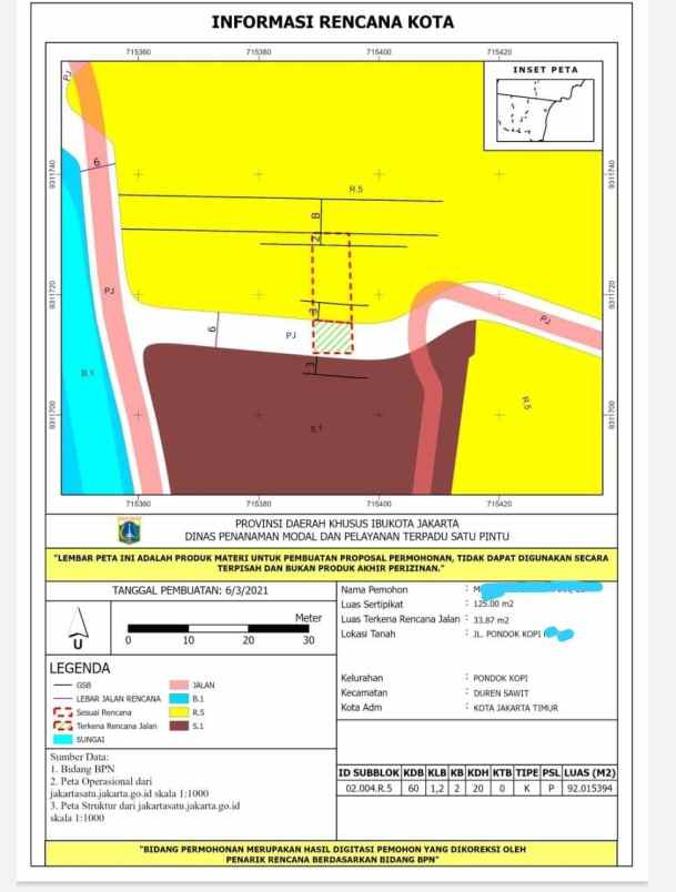 dijual tanah duren sawit