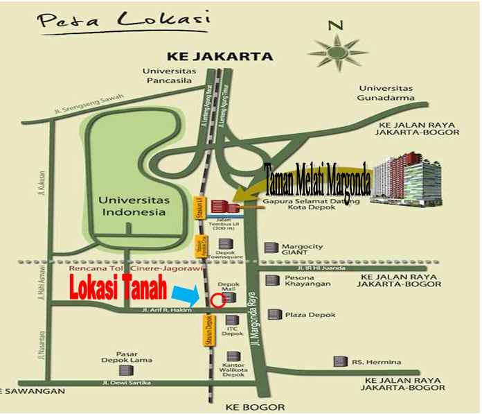 dijual tanah jl pasar kemiri muka depok