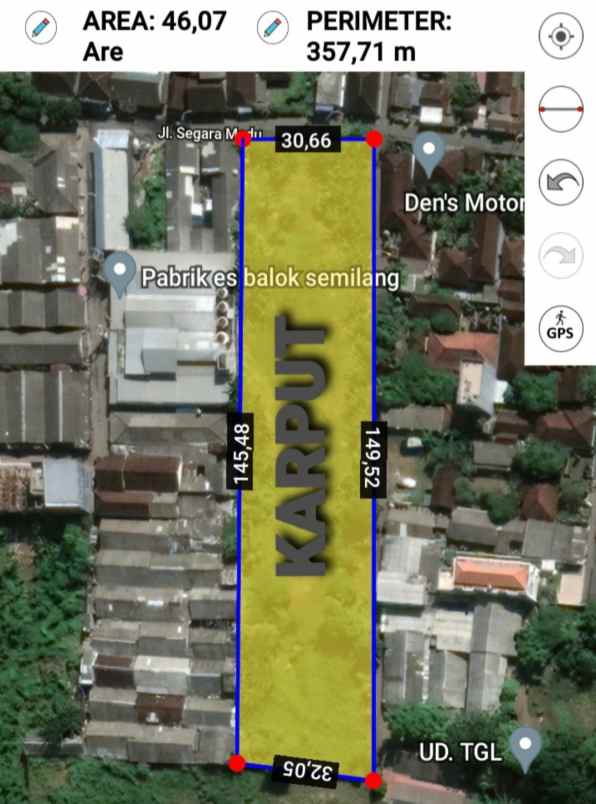 dijual tanah jl segara madu
