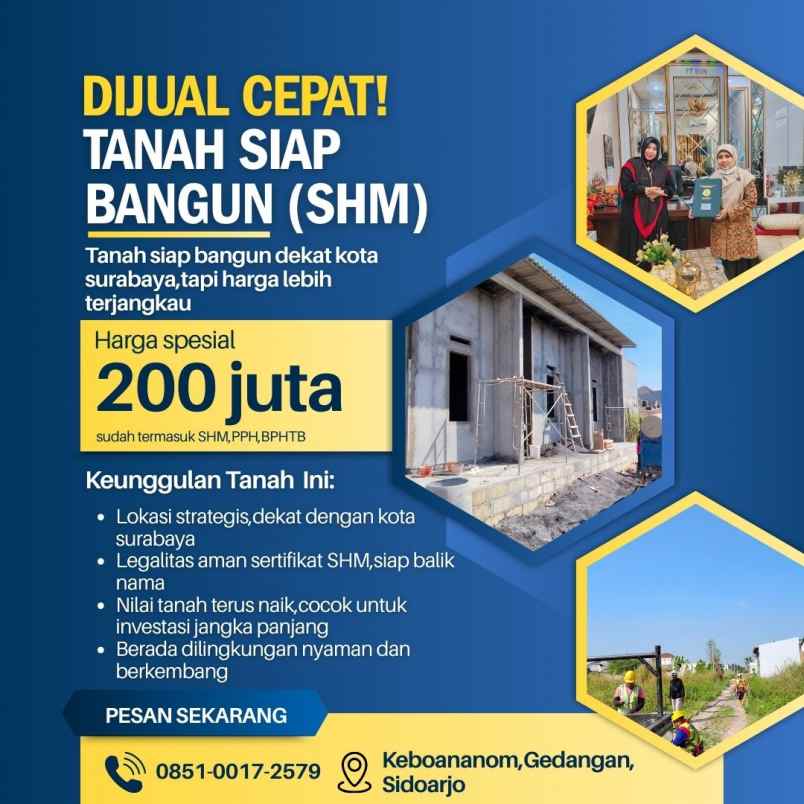 dijual tanah kavling di gedangan sidoarjo
