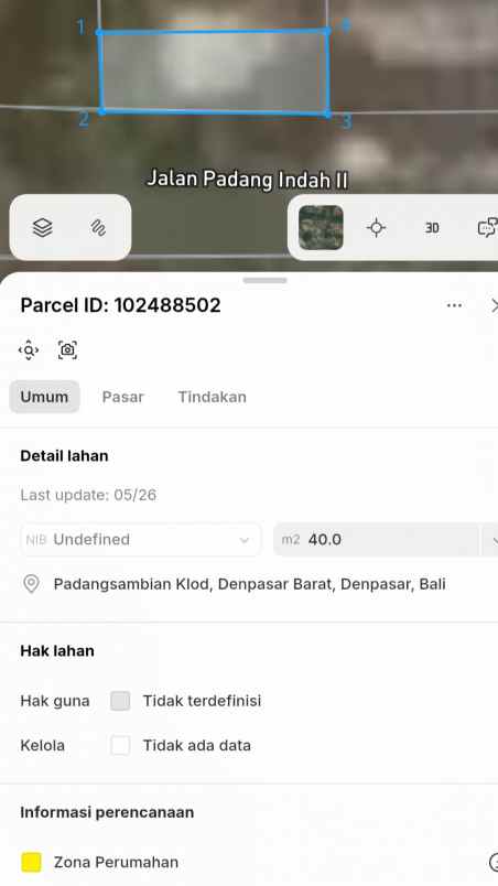 dijual tanah padangsambian klod