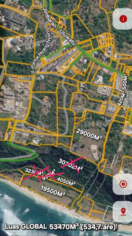 dijual tanah pantai nyang nyang beach