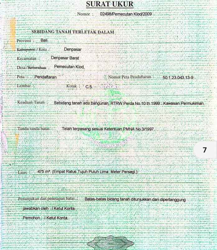 dijual tanah pemecutan klod