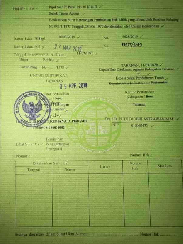 dijual tanah raya kerambitab