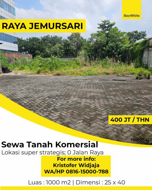 disewakan tanah raya jemursari