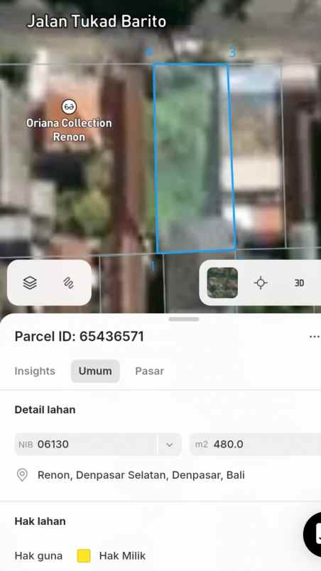 disewakan tanah tukad barito timur