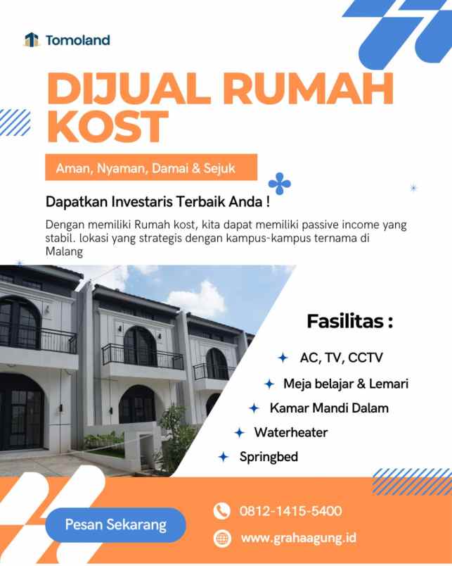 investasi kost malang 8 kamar dekat kampus ub