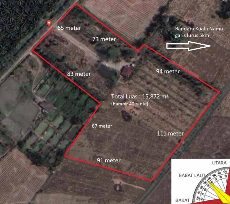 jual tanah shm batang kuis dekat bandara kuala namu