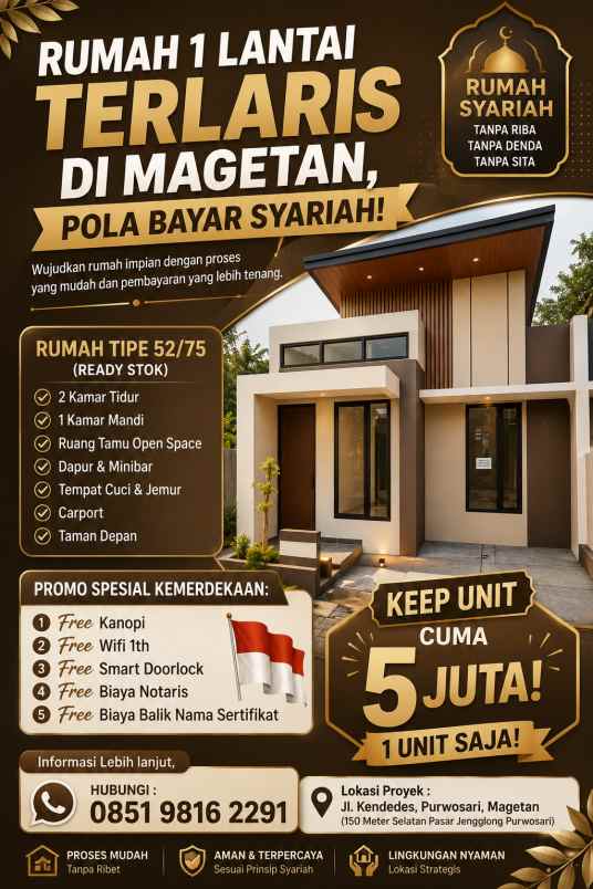 rumah 1 lantai terlaris di magetan pola bayar syariah