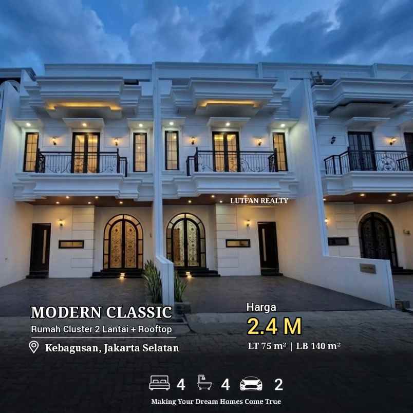 rumah cluster modern classic kebagusan jakarta selatan