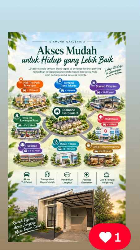 rumah diamond gardenia 2 sawangan kota depok