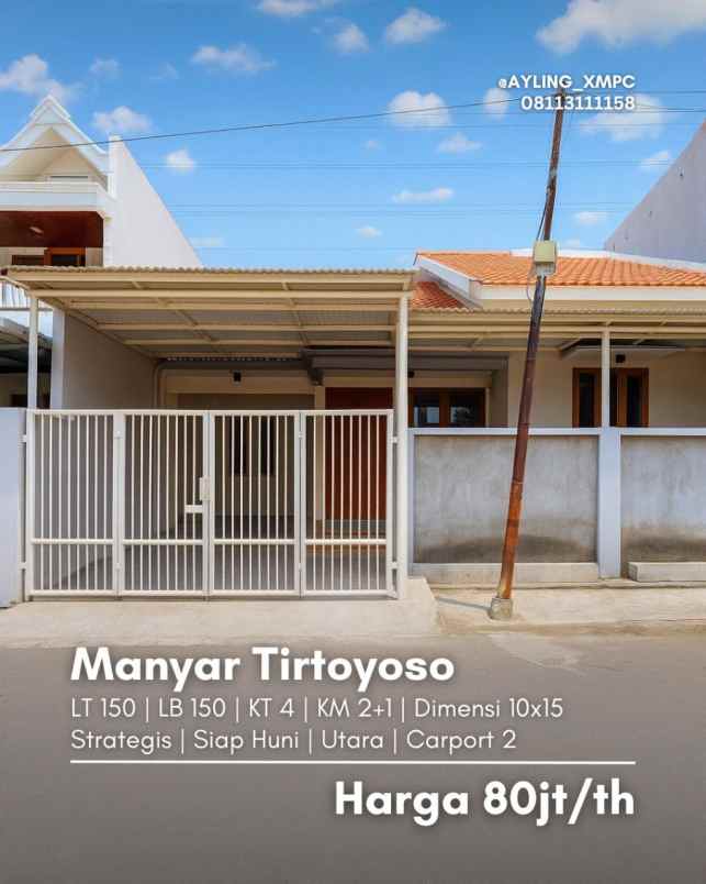 rumah manyar tirtoyoso siap huni carport 2