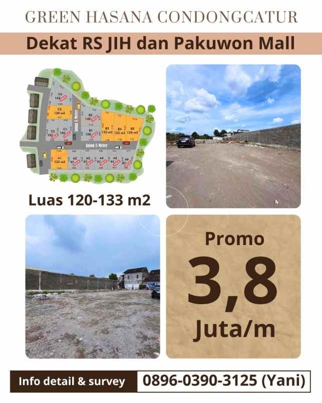 tanah di area condongcatur dekat jih dan pakuwon mall