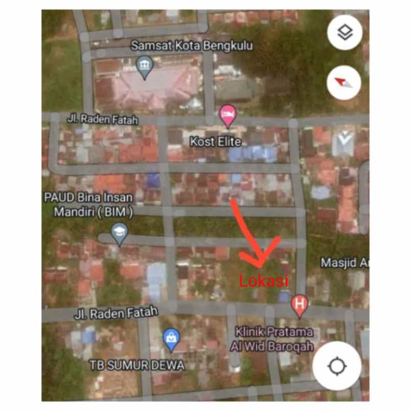 tanah pinggir jalan depan samsat sebakul kota bengkulu