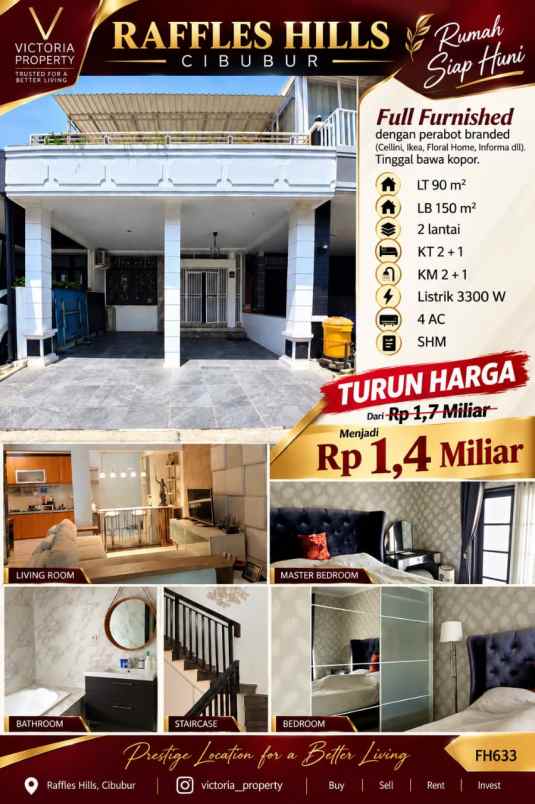 turun harga full furnished di raffles hills cibubur