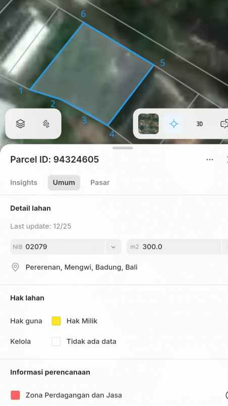 dijual 3 are jl tumbak bayuh pererenan mengwi badung