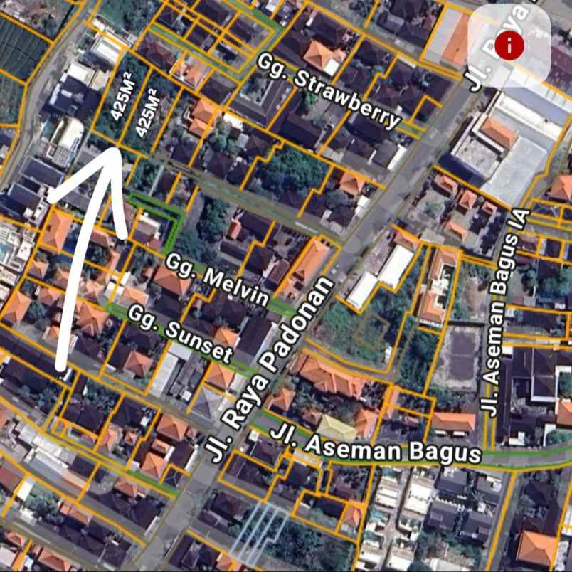 dijual 8 5 are jl raya padonan tibubeneng kuta utara