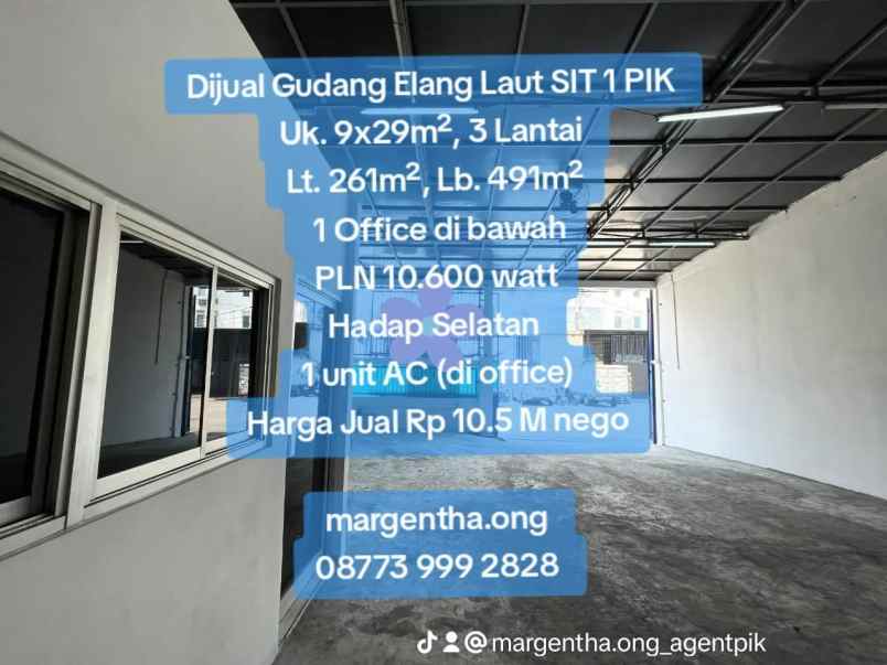 dijual gudang elang laut sit 1 pik hadap selatan