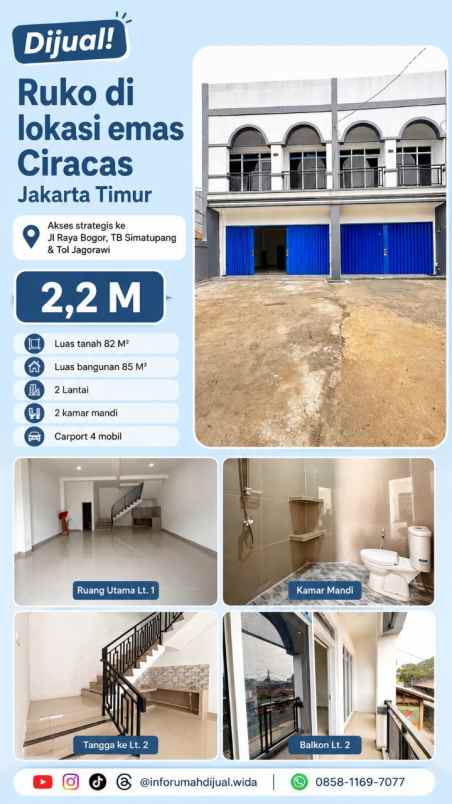 dijual ruko di lokasi emas ciracas jakarta timur
