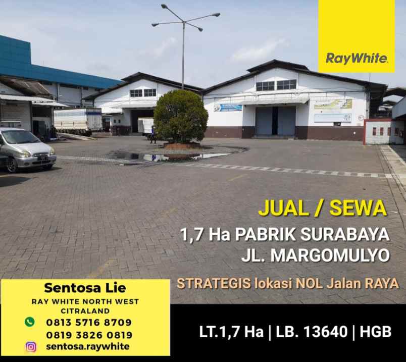 Dijual 17 Ha Pabrik Raya Margomulyo Surabaya Strategis Lokasi