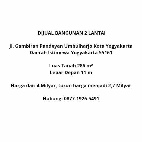 dijual ruko gudang kantor jl gambiran pandeyan kec