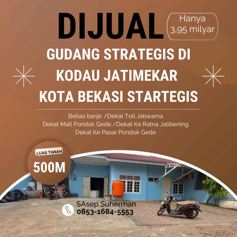 dijual ruko gudang kantor kodau jatimekar bekasi