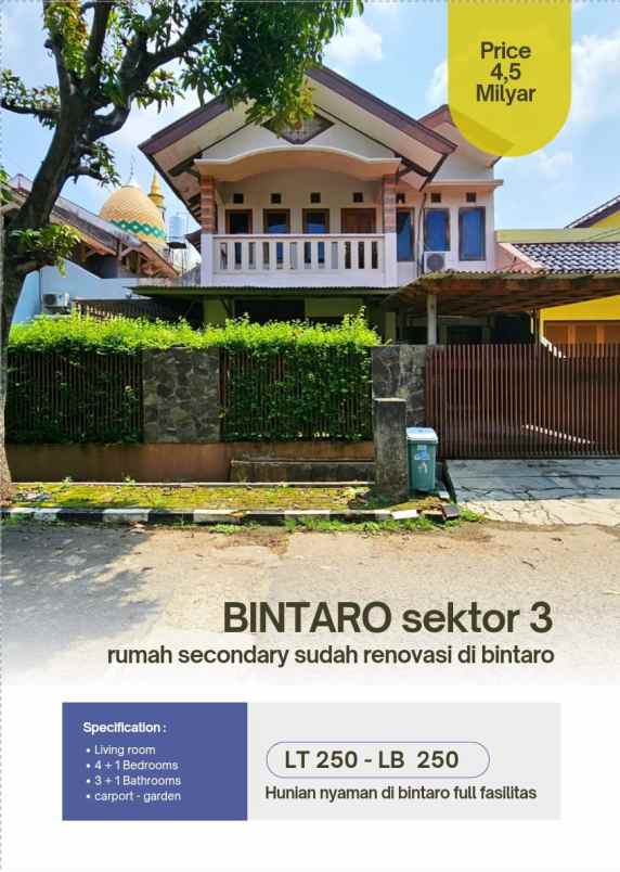 Rumah Second Nyaman Full Renov Di Bintaro Sektor 3 Tangsel