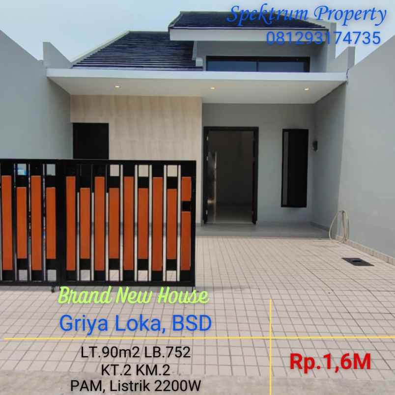 Rumah Baru Minimalis Di Griya Loka Bsd Lt90 Lb75 Rp16m
