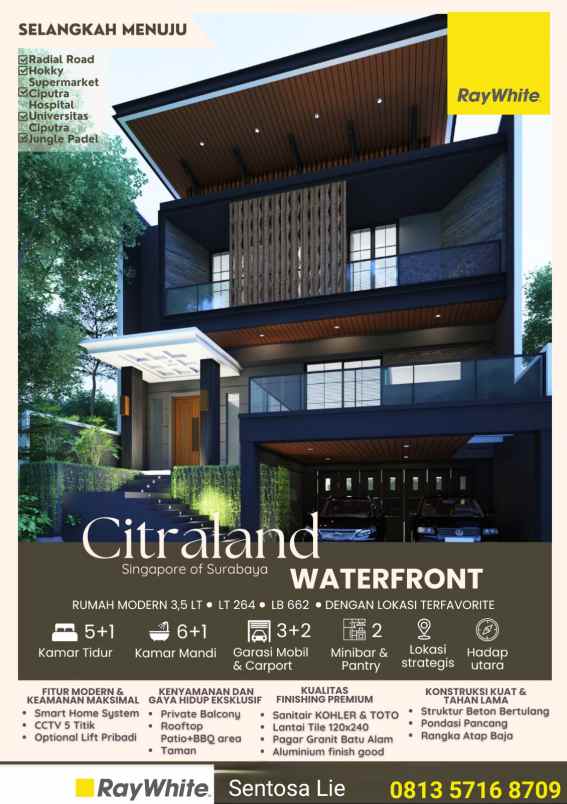 dijual rumah jalan waterfront