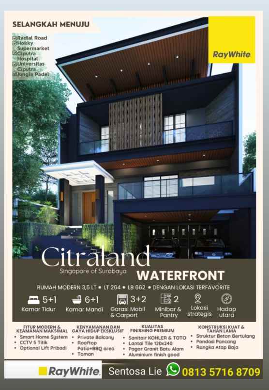 dijual rumah jalan waterfront
