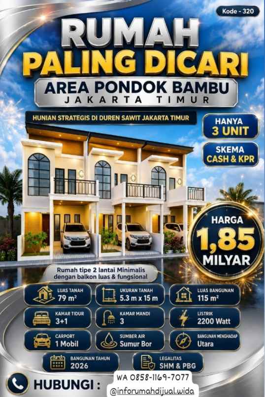 dijual rumah pondok bambu