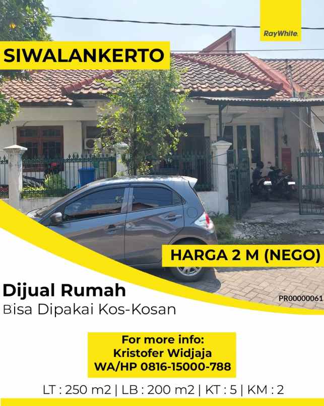 dijual rumah siwalankerto permai