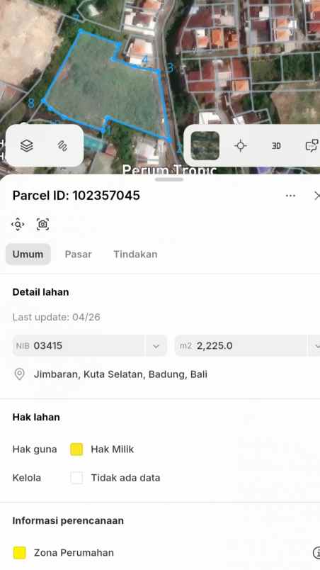dijual tanah belakang klub jimbaran